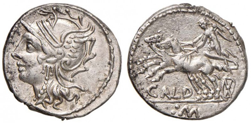 Coelia - C. Coilius Caldus - Denario (104 a.C.) Testa di Roma a s. - R/ La Vitto...