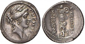 Memmia - Caius Memmius - Denario (56 a.C.) Testa di Cerere a d. - R/ Trofeo con prigioniero - B. 10; Cr. 427/1 AG (g 3,76) 

SPL+/qFDC