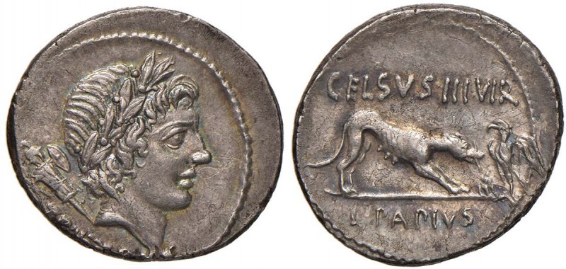 Papia - L. Papius Celsus - Denario (45 a.C.) Testa laureata del trionfo a d. - R...