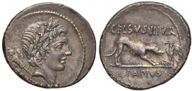 Papia - L. Papius Celsus - Denario (45 a.C.) Testa laureata del trionfo a d. - R/ Una lupa ed un’aquila. - B. 3; Cr. 472/2 AG (g 4,08) Bella patina
...