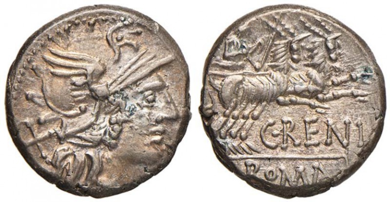 Renia - C. Renius - Denario (138 a.C.) Testa di Roma a d. - R/ Giunone Caprotina...