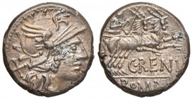 Renia - C. Renius - Denario (138 a.C.) Testa di Roma a d. - R/ Giunone Caprotina su biga trainata da due caproni - B. 1; Cr. 231/1 AG (g 3,86) 

SPL