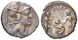 Veturia - Ti. Veturius - Denario (137 a.C.) Busto di Marte a d. - R/ Due soldati stanti e tra loro un sacerdote con un maialino - B. 1; Cr. 234/1 AG (...