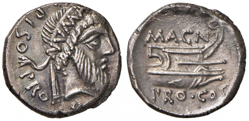 Cnaeo Pompeo Magno - Denario (49-48 a.C., zecca greca incerta, Calpurnio Piso pr...