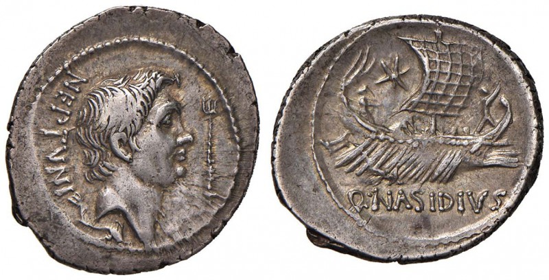Sesto Pompeo - Denario (44-43 a.C., zecca itinerante, probabilmente Massalia, Q ...
