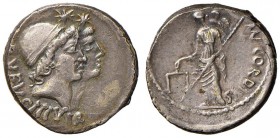 Mn. Cordius Rufus - Denario (46 a.C.) Teste dei Dioscuri a d. - R/ Venere stante a s. - B. 1; Cr. 463/1 AG (g 4,21)

BB+