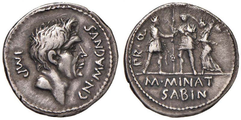 Sesto Pompeo - Denario (46-45 a.C., zecca in Spagna, M. Minatius Sabinus proques...