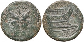 Sesto Pompeo - Asse (45 a.C., zecca siciliana o spagnola) Testa di Giano - R/ Prua a d. - Cr. 479/1 AE (g 16,68) Graffi da pulitura diffusi

BB