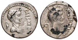 Marco Antonio - Denario (43 a.C., zecca nella Gallia Cisalpina) Testa a d. - R/ Testa laureata di Cesare a d. - Cr. 488/1 AG (g 3,00) R Dall’asta Nomi...