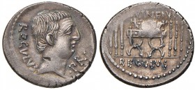 L. Livineius Regulus - Denario (42 a.C.) Testa di Livineio Regolo a d., attorno, leggenda - R/ Sedia curule tra due fasci - Cr. 494/31 AG (g 3,59) Con...