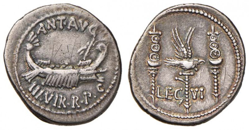 Marco Antonio - Denario (32-31 a.C., zecca itinerante con Antonio in Oriente) Na...