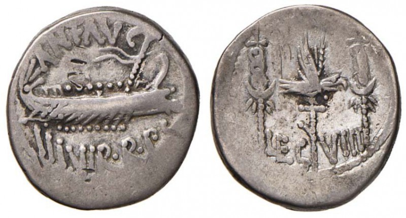 Marco Antonio - Denario (32-31 a.C., zecca itinerante con Antonio in Oriente) Na...