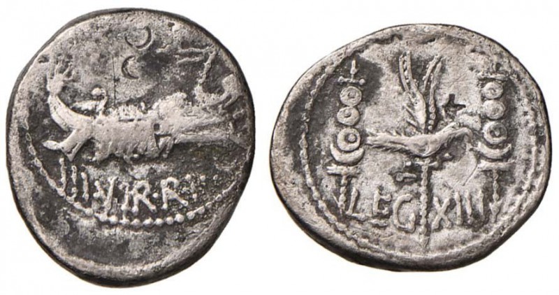 Marco Antonio - Denario (32-31 a.C., zecca itinerante con Antonio in Oriente) Na...