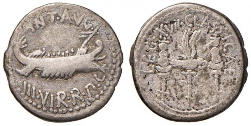 Marco Antonio - Denario (32-31 a.C., zecca itinerante con Antonio in Oriente) Na...