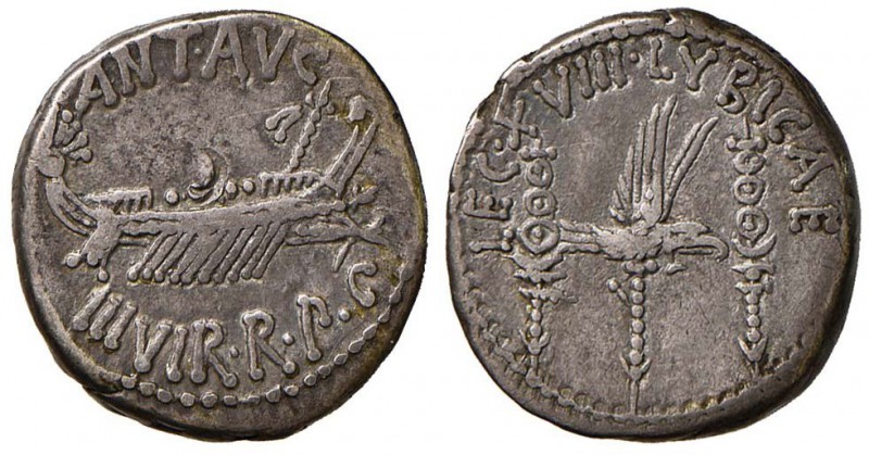 Marco Antonio - Denario (32-31 a.C., zecca itinerante con Antonio in Oriente) Na...