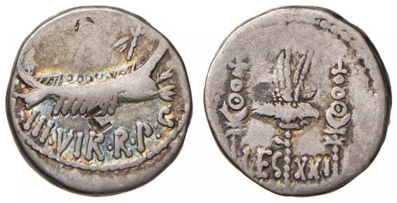 Marco Antonio - Denario (32-31 a.C., zecca itinerante con Antonio in Oriente) Na...