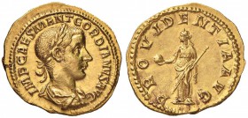 Gordiano III (238-244) Aureo - Busto laureato a d. - R/ PROVIDENTIA AVG, la Provvidenza stante a s. - RIC 23 AU (g 4,60) RR Minimo graffietto nel camp...