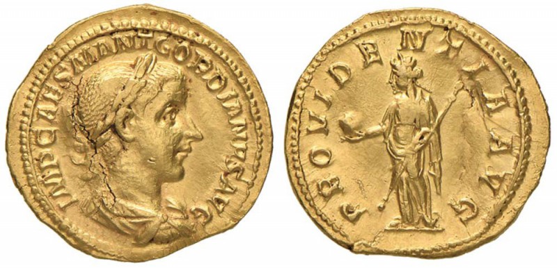 Gordiano III (238-244) Aureo - Busto laureato a d. - R/ PROVIDENTIA AVG, la Prov...