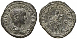 Filippo II (244-249) Sesterzio - Busto a d. - R/ Filippo stante a s. - RIC 56a AE (g 22,85) Campi del R/ ritoccati

BB