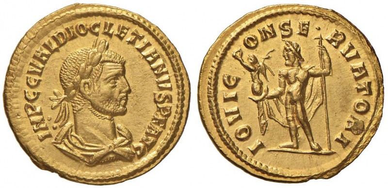 Diocleziano (284-305) Aureo (Cyzicus, 284-305) Busto laureato a d. - R/ Giove st...