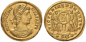 Costanzo II (337-361) Solido (Siscia, 340) Busto diademato a d. - R/ Due Vittorie stanti di fronte con corona iscritta - RIC 123 AU (g 4,54) RR 

SP...