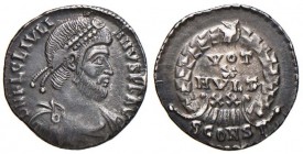 Giuliano II (360-363) Siliqua (Arelate) Busto diademato a d. - R/ Scritta in corona - RIC 309 AG (g 2,08)

SPL