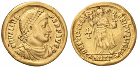 Valente (364-378) Solido (Antiochia) Busto diademato a d. - R/ L’imperatore stante di fronte - RIC 2d AU (g 4,35) Graffietti al D/ 

MB