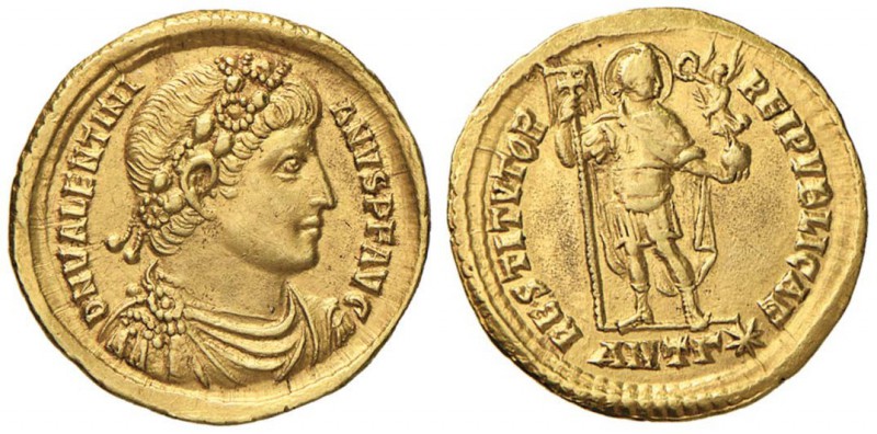 Valentiniano I (364-375) Solido (Antiochia) Busto diademato a d. - R/ L’imperato...