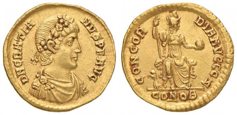 Graziano (367-383) Solido (Costantinopoli, circa 367-383) Busto diademato a d. -...