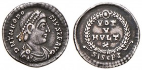 Teodosio I (379-395) Siliqua (Siscia) Busto diademato a d. - R/ Scritta in corona - RIC 24 AG (g 2,00)

BB