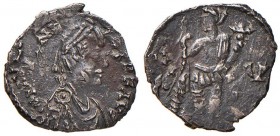 Giulio Nepote (474-475) Mezza siliqua (Ravenna) Busto diademato a d. - R/ Ravenna stante a s. - RIC 3216 AG (g 1,00) RRR Ribattuta 

BB+