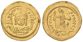 Giustino II (565-578) Solido - Busto coronato di fronte - R/ Costantinopoli seduta di fronte - Sear 345 AU (g 4,09) Leggera tosatura

SPL