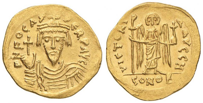 Focas (607-610) Solido - Busto coronato di fronte - R/ Angelo stante di fronte -...