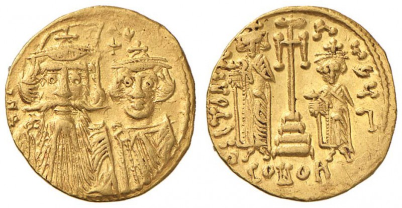 Costante II (641-668) Solido - Busti diademati di fronte - R/ I due imperatori s...