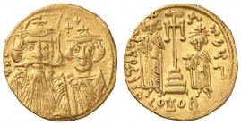 Costante II (641-668) Solido - Busti diademati di fronte - R/ I due imperatori stanti di fronte tra croce potenziata - Sear 964 AU (g 4,40)

BB