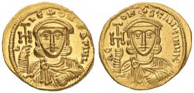 Leone III (725-732) Solido - Busto di fronte di Leone III - R/ Busto di fronte di Costantino V - Sear 1504 AU (g 4,40) R

FDC