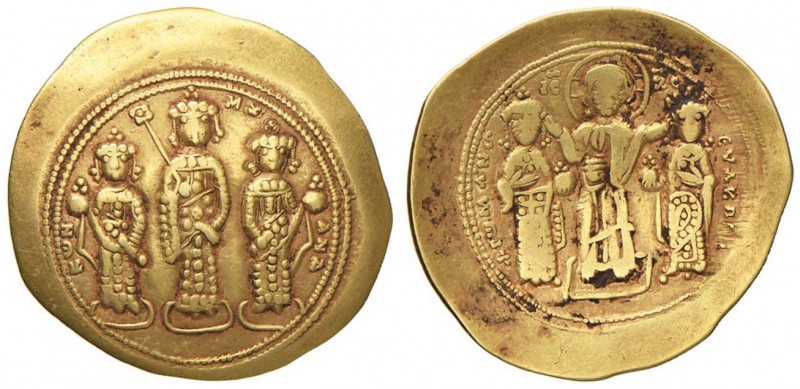 Romano IV (1068-1071) Histamenon nomisma - Cristo e gli imperatori stanti di fro...