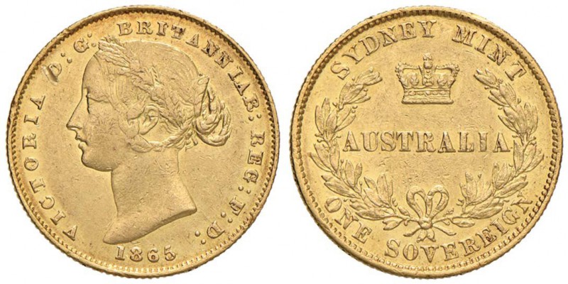 AUSTRALIA Vittoria (1837-1901) Sterlina 1865 - Fr. 10 AU (g 8,00) Graffio al D/...