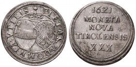 AUSTRIA Leopoldo (1619-1632) 30 Kreuzer 1621 - HKM 310 AG (g 6,00) RRRR

SPL