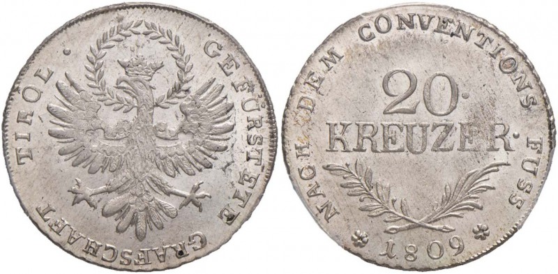 AUSTRIA Insurrezione in Tirolo (1809) 20 Kreuzer 1809 - KM 149 AG In slab PCGS M...