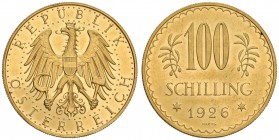 AUSTRIA Repubblica (1918-) 100 Scellini 1926 - Fr. 520 AU (g 23,55) Minimi hairlines sui fondi speculari

FDC