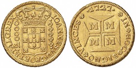 BRASILE Joao V (1706-1750) 20.000 Reis 1727 Minas Gerais - Fr. 33 AU (g 53,69) RRR Modesto difetto di conio al bordo

SPL