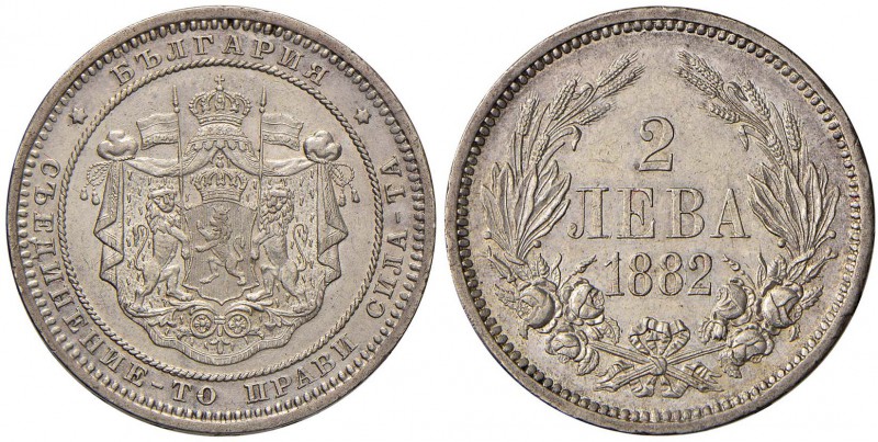 BULGARIA Ferdinando (1887-1918) 2 Leva 1882 - KM 5 AG (g 9,96) Minimo colpetto a...