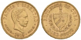CUBA 10 Pesos 1915 - Fr. 3 AU (g 16,71) Colpo al bordo

BB+