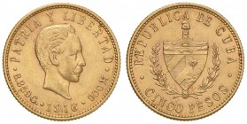 CUBA 5 Pesos 1916 - Fr. 4 AU (g 8,35)

BB+