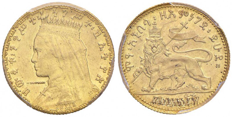 ETIOPIA Zewditu I (191-1930) 1/8 Birr EE 1917 (1925) - Gill-Y21 AU In slab PCGS ...