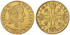 FRANCIA Luigi XIII (1610-1643) Luigi d’oro 1641 A à la meche longue - Gad. 58 AU (g 6,73) R Colpetto al bordo 

BB+/qSPL