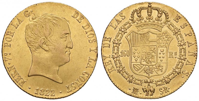 SPAGNA Ferdinando VII (1808-1833) 160 Reales 1822 - Fr. 320 AU (g 13,46)

BB+/...