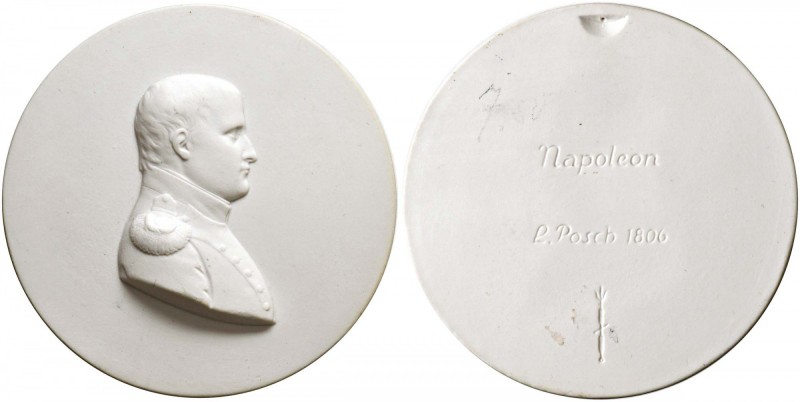 MEDAGLIE NAPOLEONICHE Gesso raffigurante Napoleone - Scritta al verso 2. Posch 1...