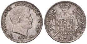 BOLOGNA Napoleone (1805-1814) 2 Lire 1813 Puntali sagomati - Gig. 144a var. AG RRR Il secondo 1 è ribattuto su 0 mentre la B su M, variante non censit...